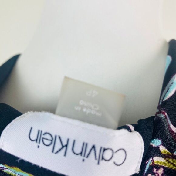 Calvin Klein Black Spring Floral Belted Wrap Dress - Picture 5 of 6